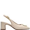 CLARKS WOMENS MID HEEL SLINGBACK - CREAM LEATHER
